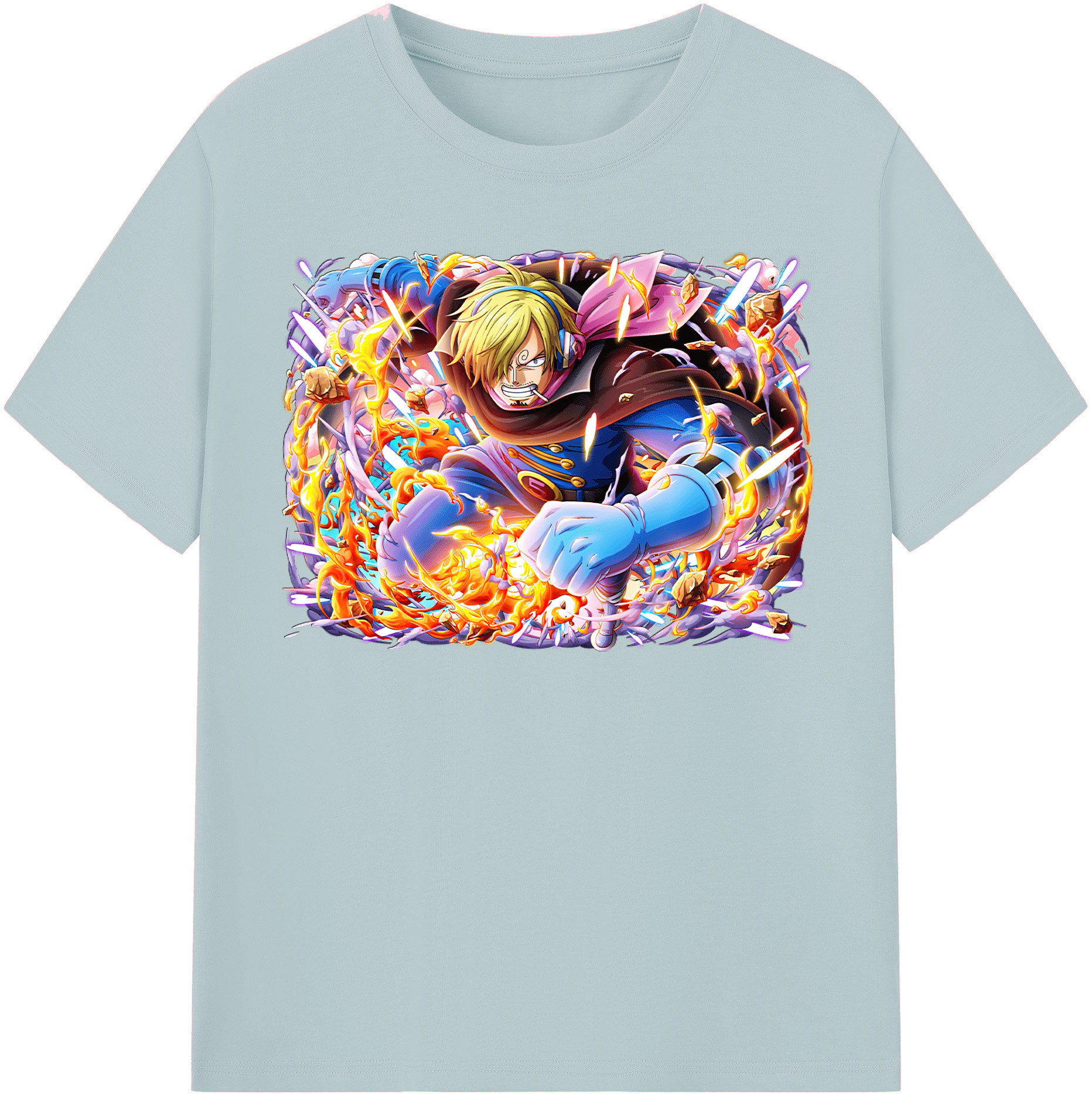 （画像用） ワンピース サンジ ONE PIECE Sanji 綿100％半袖Tシャツ（フロントプリント）